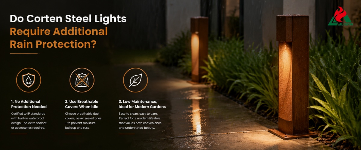 Do Corten Steel Lights Require Additional Rain Protection